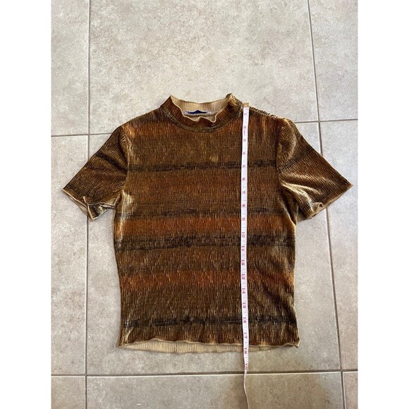 Zara velvet brown Ombre striped short sleeve top size small - Picture 9 of 11